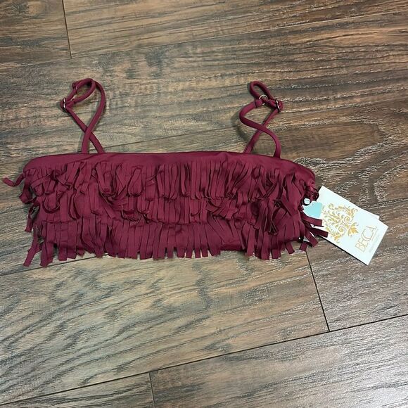 NWT Becca by Rebecca Virtue Fringe Bandeau Bikini Top - Size Small - Picture 2 of 8